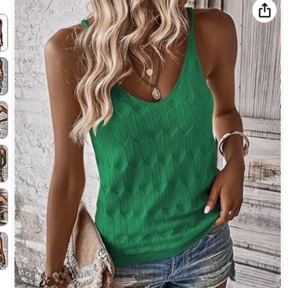 SHEIN Tops - Shein Green Cami Knit Sleeveless Casual Tank Top Size XL
